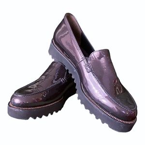 Paul Green Patent Leather Loafers 7 Black Cherry Excellent Condition